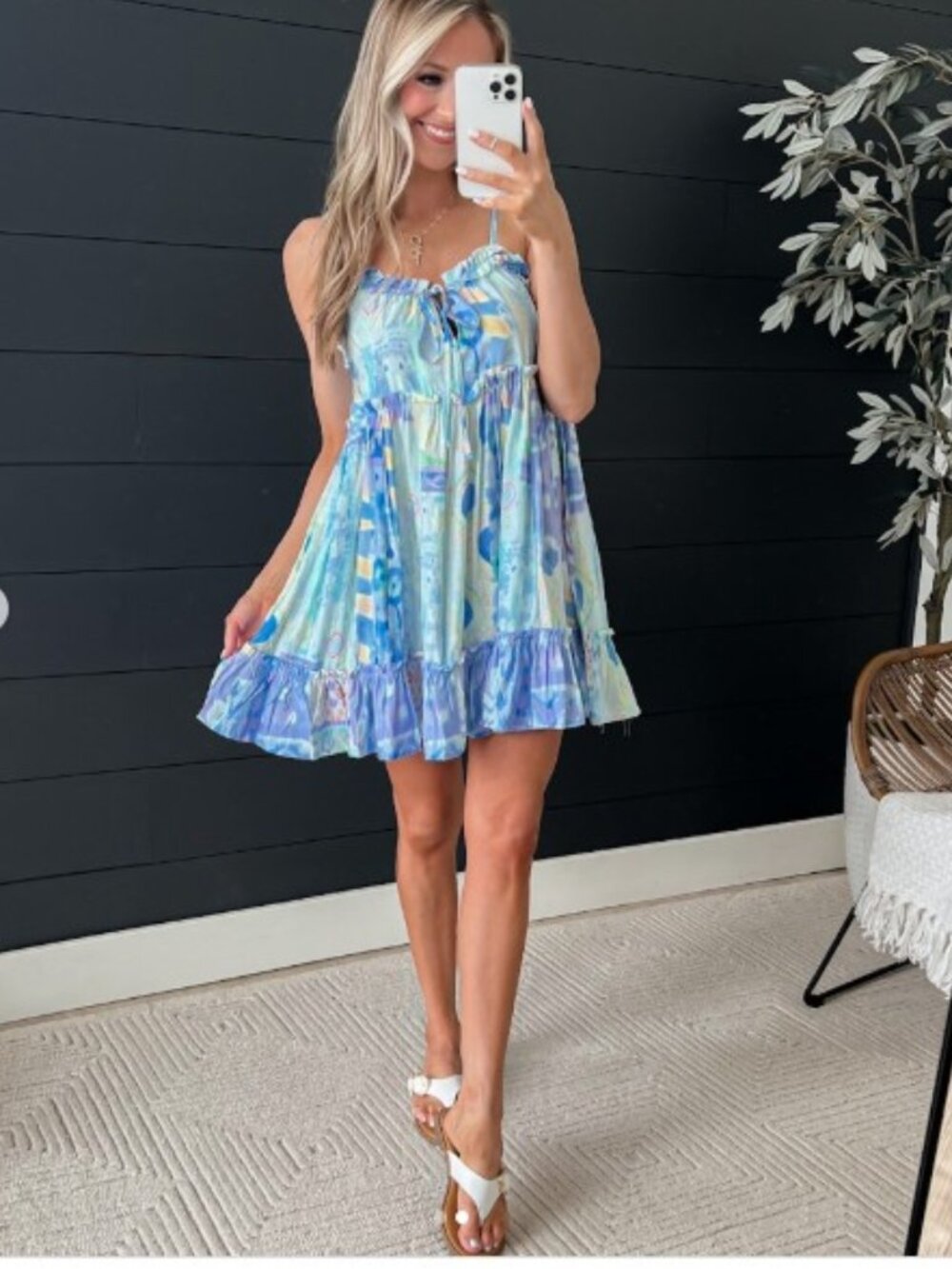CORY CO Blue Daydream Saltwater Bloom Dress
